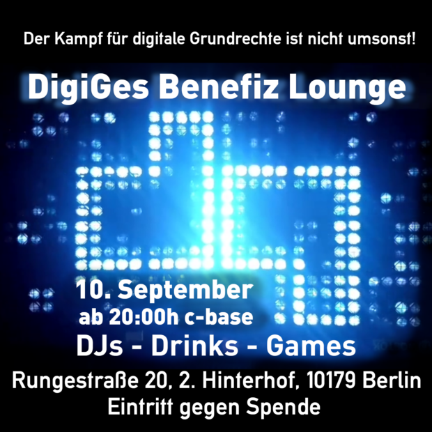 DigGes Benefiz Lounge - 10. September c-base - Drinks, DJs, Games